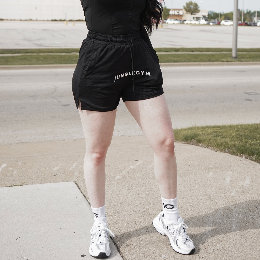5' Double Mesh Shorts - Black - Junglegym Athletics